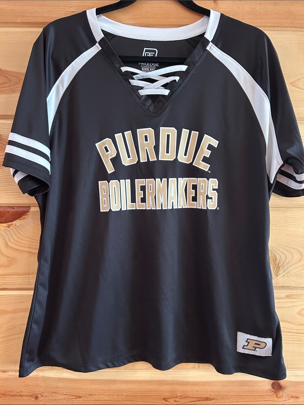 Girl’s Pro Edge Purdue Boilermakers Black and White Lace-Up Jersey, Size XL